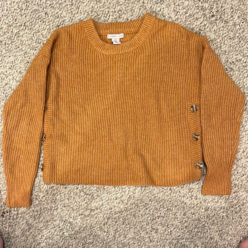 Sincerely Jules Women's Tan Sweater with Button Accents